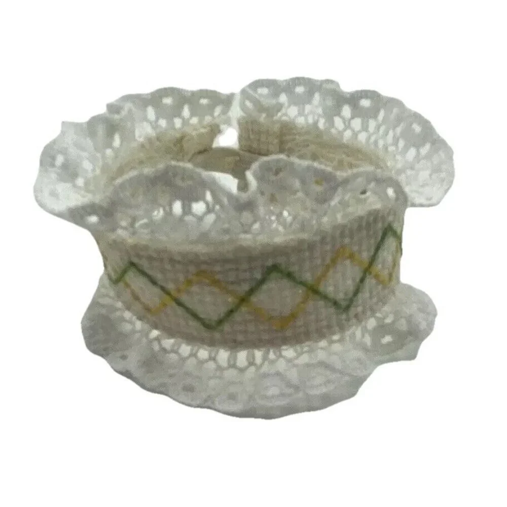 Vintage Cross Stitch Napkin Rings Handmade Easter Spring Dinner Party Set of 5